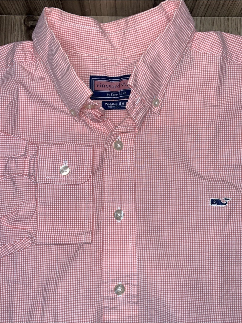 Vineyard Vines Coral Gingham Button-Down Shirt